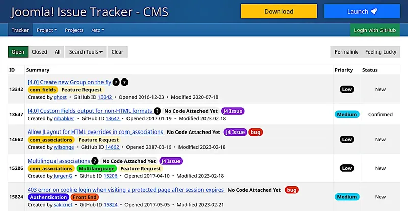 Joomla Issue Tracker